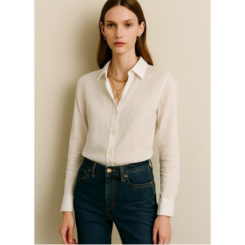 BAIRD McNUTT IRISH LINEN for J.CREW Wren Slim Shirt Size 2 - Picture 13 of 13